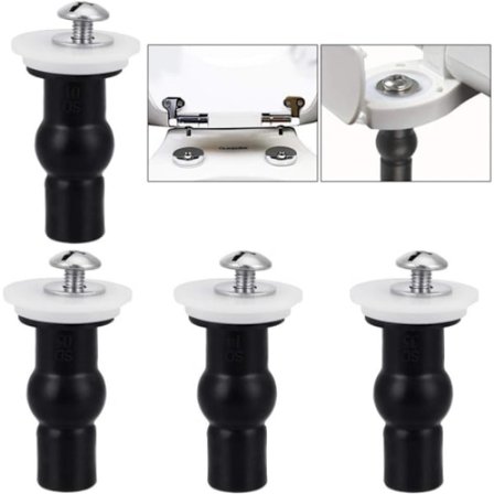 4 laajennettavaa kumiruuvia, jotka sopivat kaikkiin wc-istuimiin - musta -