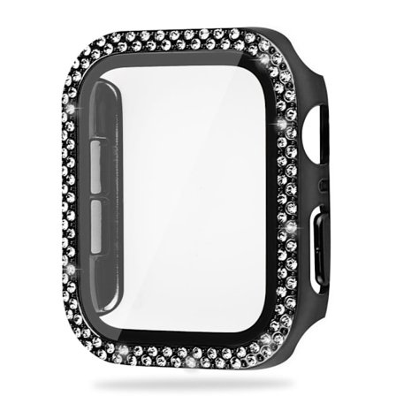 Apple Watch SE 2022 (40mm) rhinestone décor cover with tempered glass - Black