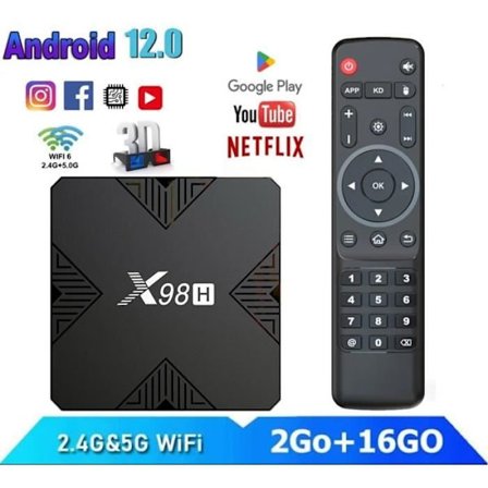 iptv-boks Android 12.0 Smart TV-boks iptv-boks 2 GB+16 GB Allwinner H618 BT5.0 WiFi HD 4K/3D/H.265 10/100M Netflix Media Player