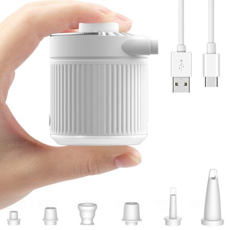 1200mAh Mini kannettava ilmapatjan pumppu ja tyhjennin, pieni USB-ladattava matkapumppu LED-valolla, poijuille, sängyille, uima-altaan leluille
