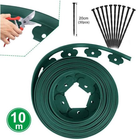 YRHOME Fleksibel plænekant af plast, bøjelig bedkant, grøn