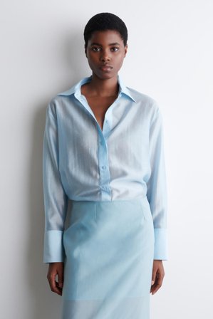 COS Women's Sheer Shirt in Blue