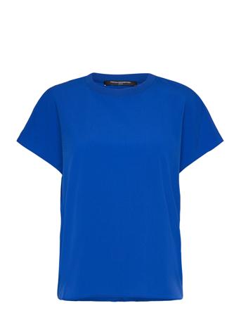 Crepe Light Crew Neck Top Blue French Connection