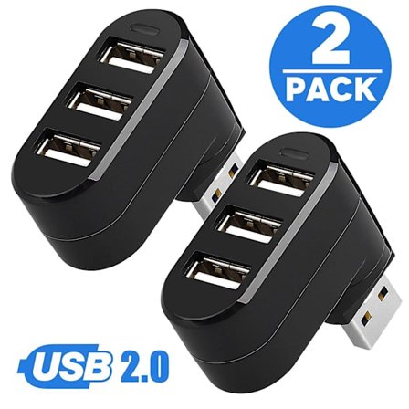 2 st USB-hubb, 3-portars USB 2.0-hubb ultraslim data USB-splitter laddning, höghastighets USB-hubb kompatibel med MacBook