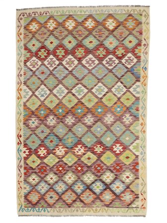 Oriental Kilim Afghan Old Style Rug 196X295 Brown/Orange Wool, Afghanistan