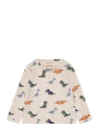 T-Shirt Ls Aop Sweat Beige Minymo