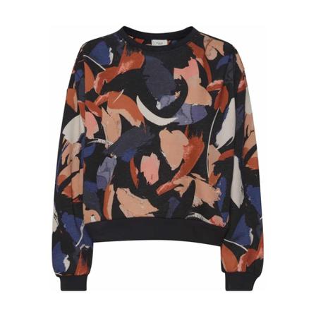 Pulz Jeans Bloom sweatshirt printet Sort, Dame