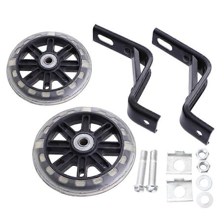 2 st Ljusa Blinkande Tysta Barncykel Stödhjuls Tillbehör med 12 Tums Fäste (Svart)