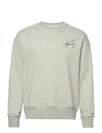 Tjm Tommy Signature Crew Sweat-shirt Tröja Grön Tommy Jeans
