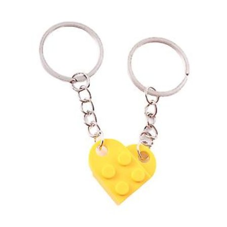 Pariskunnan Sydän Avaimenperäsetti Tiili Sydän Avaimenperä Poikaystävälle Tyttöystävälle Joululahjaksi (Keltainen)