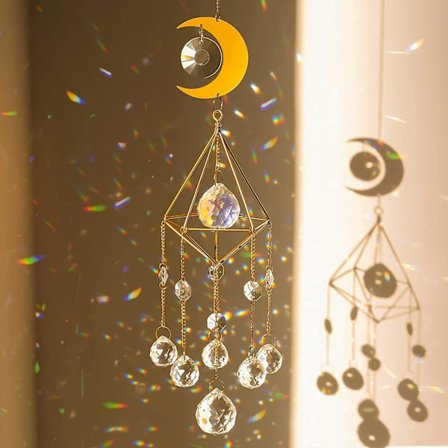 Talvinen tarjous, kristalliset valoa vangitsevat koristeet Kristallipendantit, Auringonpyydystin Kuun tuulikellot Auringonpyydystin, Prismainen 