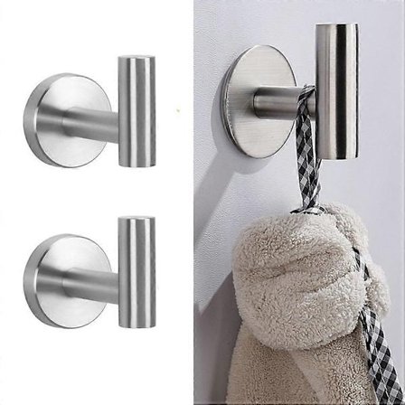 Veggkrok i rustfritt stål, kleshengere sølv svart selvklebende nøkkelhåndkleholder for bad kjøkken (Fww)