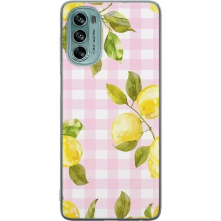 Kompatibel Mobilcover til Motorola Motorola Moto G62 5G Citron mønster lyserød gingham
