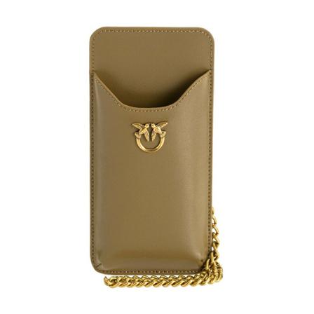 Pinko, I Phone Case Simply C Vit.seta Bruin, Dames, Maat:ONE Size