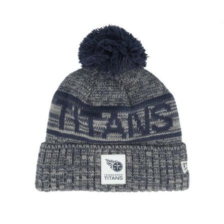 New Era - NFL Blå pom Beanie - Tennessee Titans NFL 25 Sideline Cold Weather Sport Knit Navy/Grey Pom @ Hatstore