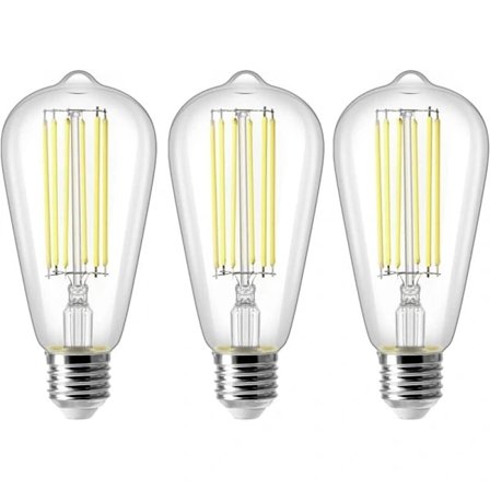 8W E27 ST64 LED-lampa, Vintage Edison Filamentlampa, 80W Ekvivalent, Kallvit 6500K, 800LM, Retro Dekorativ Lampa, Ej Dimbar, 3-Pack