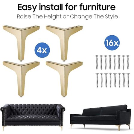 17,5 Cm Møbelben, La Vane 4-sæt Moderne Metal Diamant Trekant Møbelfødder DIY Udskiftning Til Skab Skab Sofa Sofa Stol Ottoman [dB]