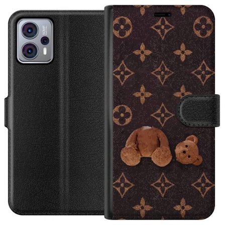 Yhteensopiva Lompakkokotelo Motorola Motorola Moto G23 Graafinen monogrammikuvio, jossa taiteellisesti muotoiltu nalle