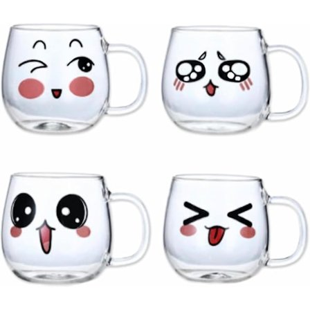 Glas Kaffe Muggar Set Om 4 (150ml) Espresso Glas Koppar Perfekt För Mjölk, Latte, Te, Cappuccino