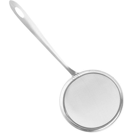 Finsil sil med långt handtag, rostfritt stål skumslev, skumslev för varma grytor, fettslev, livsmedelssil för skumning av fett och skum