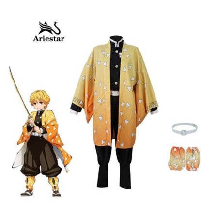 Zenitsu Agatsuma Cosplay Kostume til Voksne Ariestar Demon Slayer Kostume