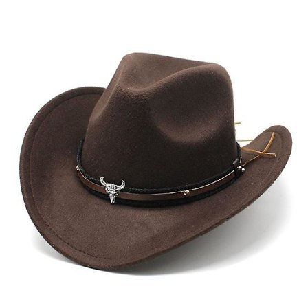 Western Cowboy Hög Hatt Filt Hatt Brun