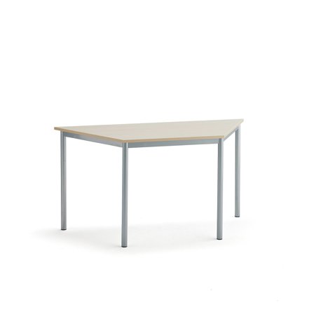 Tisch SONITUS TRAPETS, 1400x700x720 mm, Hochdrucklaminat Birke, alugrau