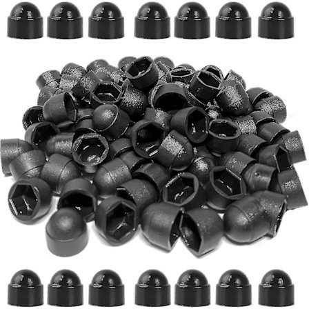 Muovista valmistettu kupoliruuvin mutterinsuojakansi M8/13mm kuusiokoloavaimelle, musta, 50 kpl - B