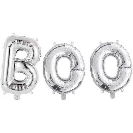 Folieballong "BOO" Sølv 41 cm