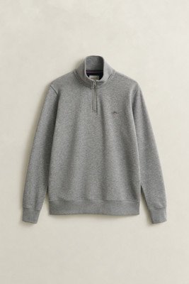 GANT - Shield collegegenser med half-zip til herre grey melange