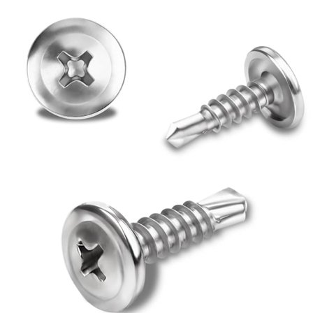 150 stk. 410 Rustfritt Stål 4,2 x 13 mm Phillips Forsenket Rundt Hode Selvborende Metallskruer (Sølv)