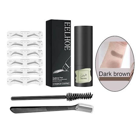 Langtidsholdbar One Step Øjenbrynspudder Stempel Formningsværktøjssæt Vandfast Øjenskyggepudder Stick Øjenbrynstrimmer Opbyggelig Pen