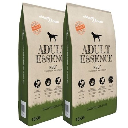 vidaXL Premium hundmat torr Adult Essence Beef 2 st 30 kg