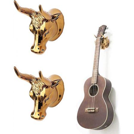 Gitarholder, Bull Art Gitarveggfester 2-pakning, Gull Gitarstativkroker