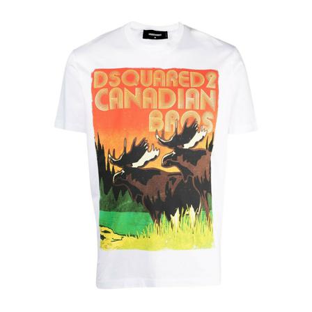 Dsquared2, Canadian Bros T-shirt Wit, Dames, Maat:S,Katoen