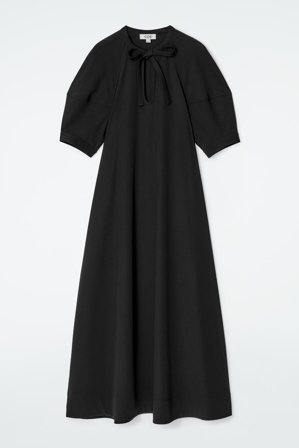 COS Damen Maxikleid Mit Bindedetail - Schwarz