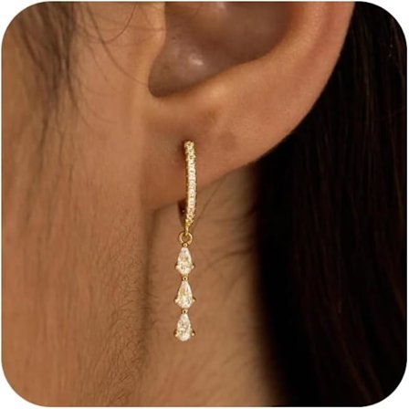Gullbelagte sommerfugl-øredobber for kvinner - Delikate, trendy, dråpeøredobber - Enkle lange dinglende smykker