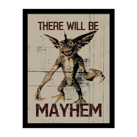 Gremlins Mayhem inramad affisch 45cm x 35cm Kräm/Brun/Guld