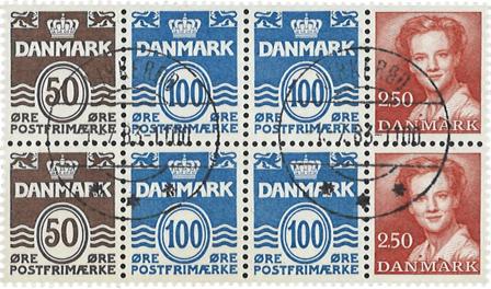 Danmark 1983 - Hæftesammentryk AFA HS 6 - Dobbeltstribe - Stemplet