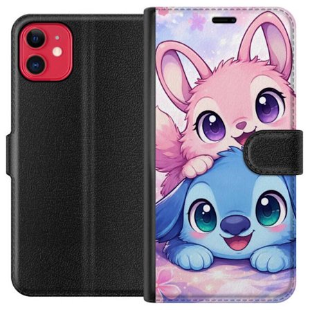 Kompatibel Tegnebogsetui til Apple Apple iPhone 11 Sød kawaii illustration med pink og blå fantasidyr, store øjne og bløde farver perfekt til bør