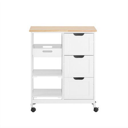 SoBuy Köksvagn med 3 lådor i vit 67x37x85cm, funktionell FKW79-W