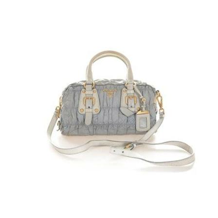 Prada Vintage Pre-owned Smocked Crossbody Shoulder Tas HandTas , Blauw , Dames , Maat: ONE Size Vintage Tassen