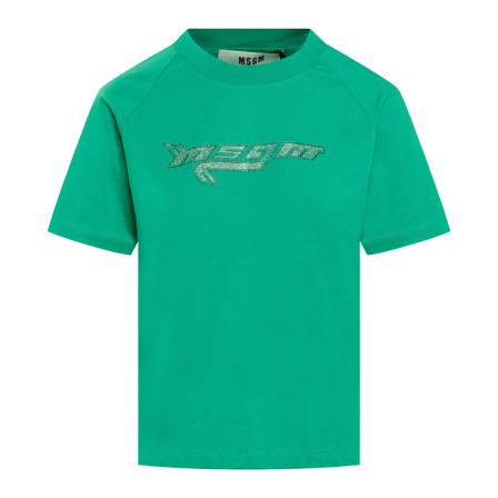 Msgm, T-Shirts Groen, Dames, Maat:XS