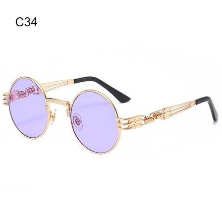 Runda Steampunk Solglasögon Metallram Solglasögon C34 C34