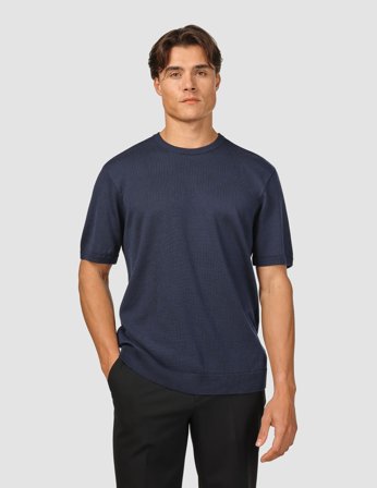 Shaping New Tomorrow - Everyday Knit Box Fit T-shirt - Navy - Herre - Størrelse S