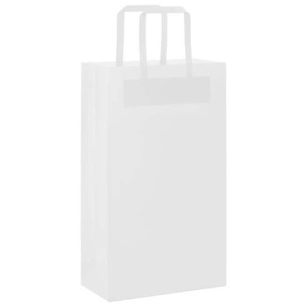 Papperspåse med handtag - vidaXL - Vit - 250 stycken - 21x11x36 cm - Kraftpapper 80 g/m²