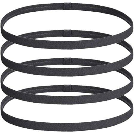 4-pak sports pandebånd, sorte elastiske hårbånd til mænd og kvinder, tynde sports pandebånd, skridsikre til løb/fodbold Fitness Yoga[pl]