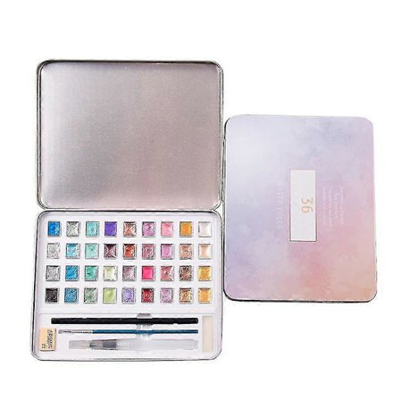 Metallisk Akvarel Sæt 36 Farver Perlemorsagtig Solid Akvarel Pigment Sæt Tw