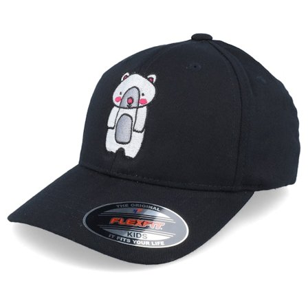Kiddo Cap - Kids Cute Bear Black Flexfit Flexfit Black Cap - @ Hatstore