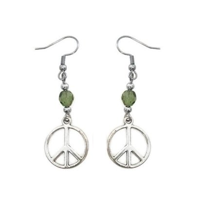 Earrings - Peace - Bead - Green